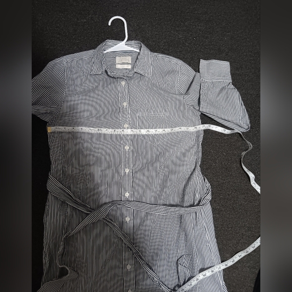 J. Crew 100% Coton,grey and White Buttoned Tie Front Shirt Dress - Picture 5 of 8